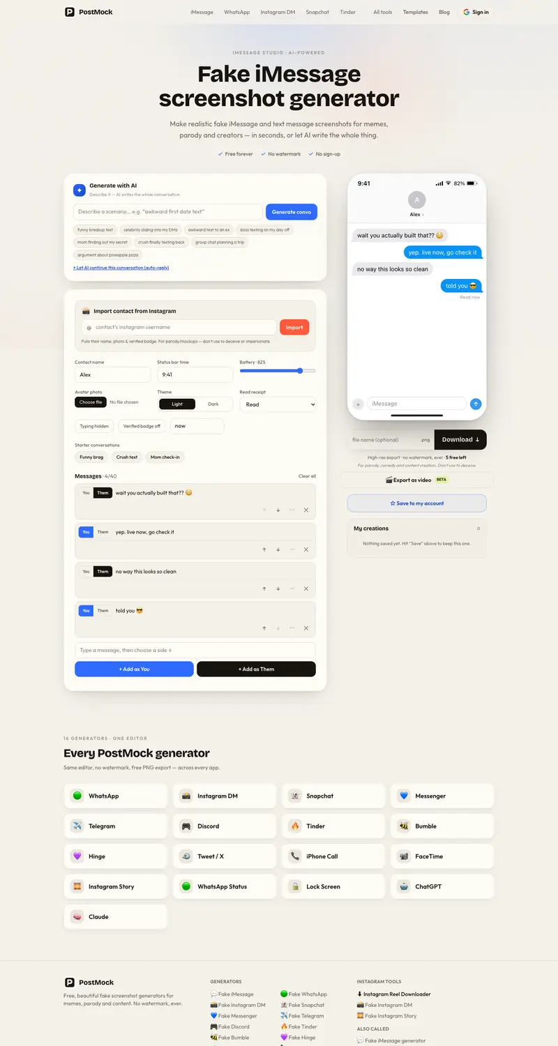 Screenshot of the PostMock website, built by WavX Solutions